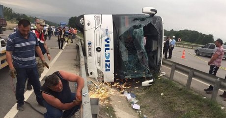 Samsun’da askerleri taşıyan otobüs devrildi: 47 yaralı