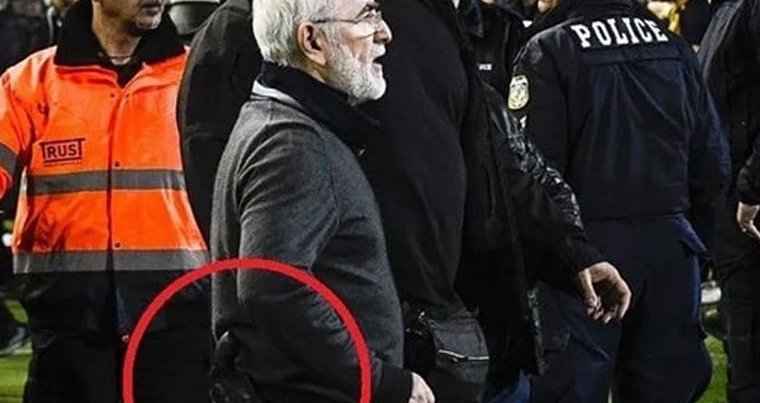 Sahaya silahla giren PAOK Başkanı’na ceza