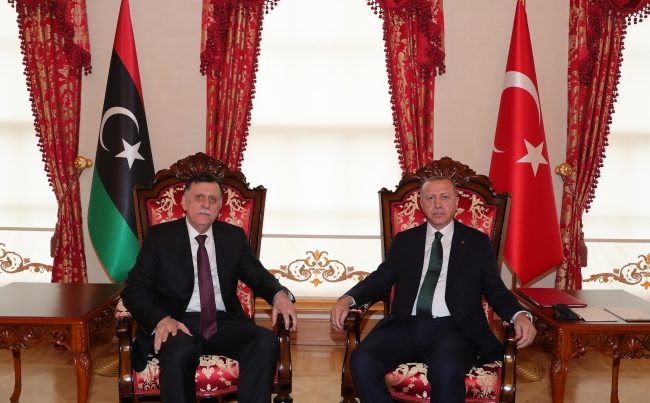 Cumhurbaşkanı Erdoğan ile es-Sarrac görüşüyor