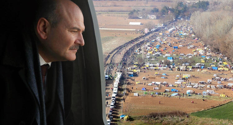 İçişleri Bakanı Soylu, Türkiye-Yunanistan sınırını havadan inceledi