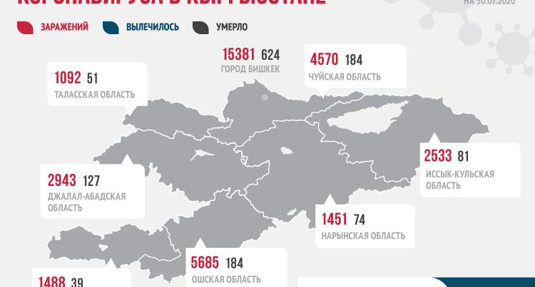 Kırgızistan’da 24 saatte 662 kişide daha Kovid-19 tespit edildi