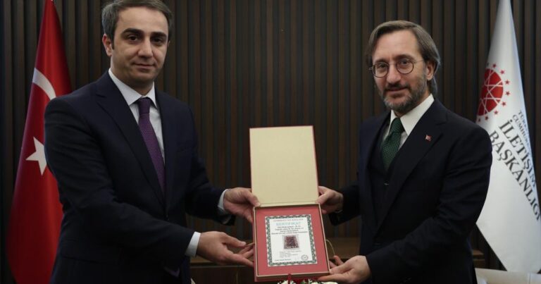 İletişim Başkanı Altun, Azerbaycan Cumhuriyeti STK Devlet Desteği Ajansı Başkan Yardımcısı Guliyev ile görüştü