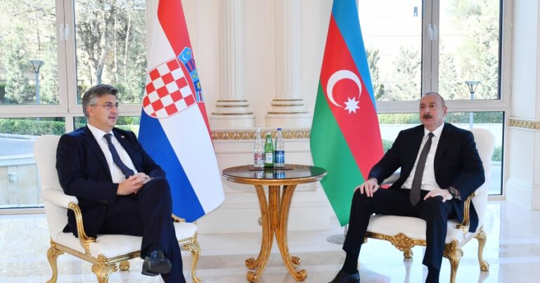 Cumhurbaşkanı Aliyev, Hırvatistan Başbakanı Plenkovic’i kabul etti